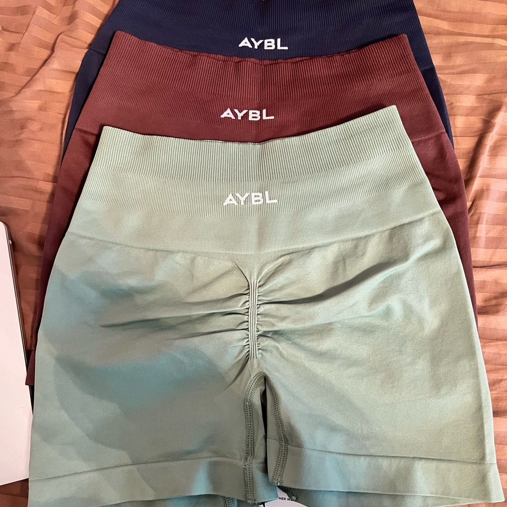AYBL Women's High-Waisted Shorts - Green, Brown, and Blue